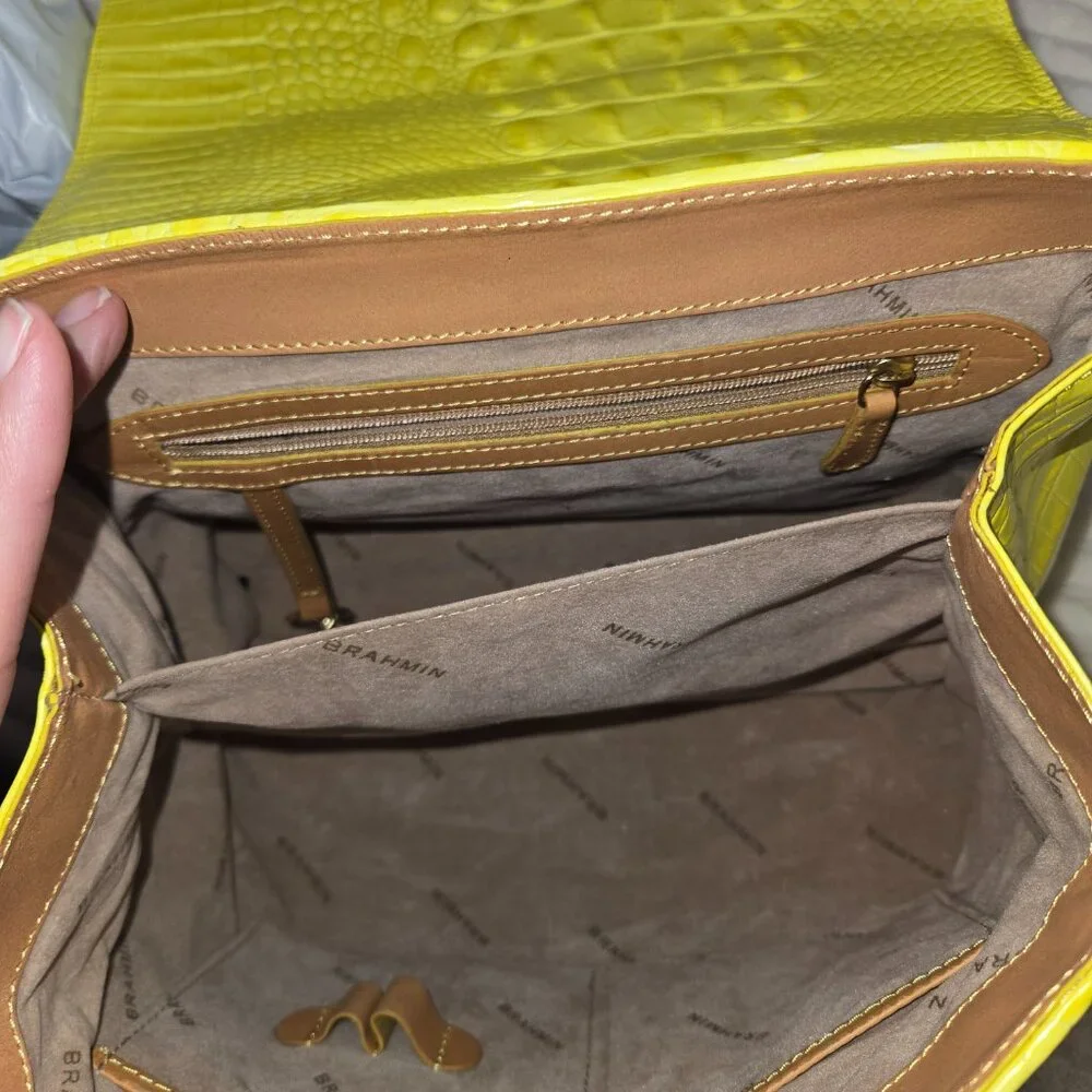 Brahmin Phoebe Citron Woven Leather Bag